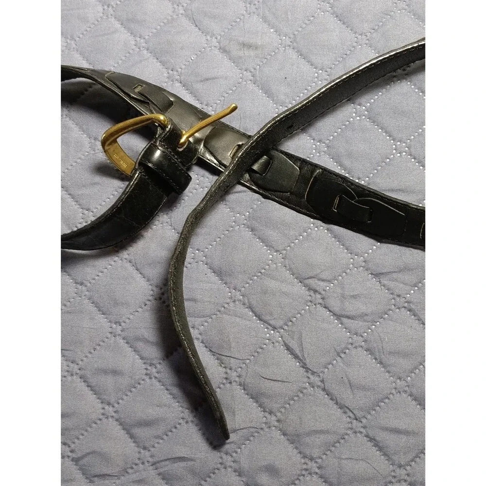 Vintage Black Cowhide Leather Belt Size 34